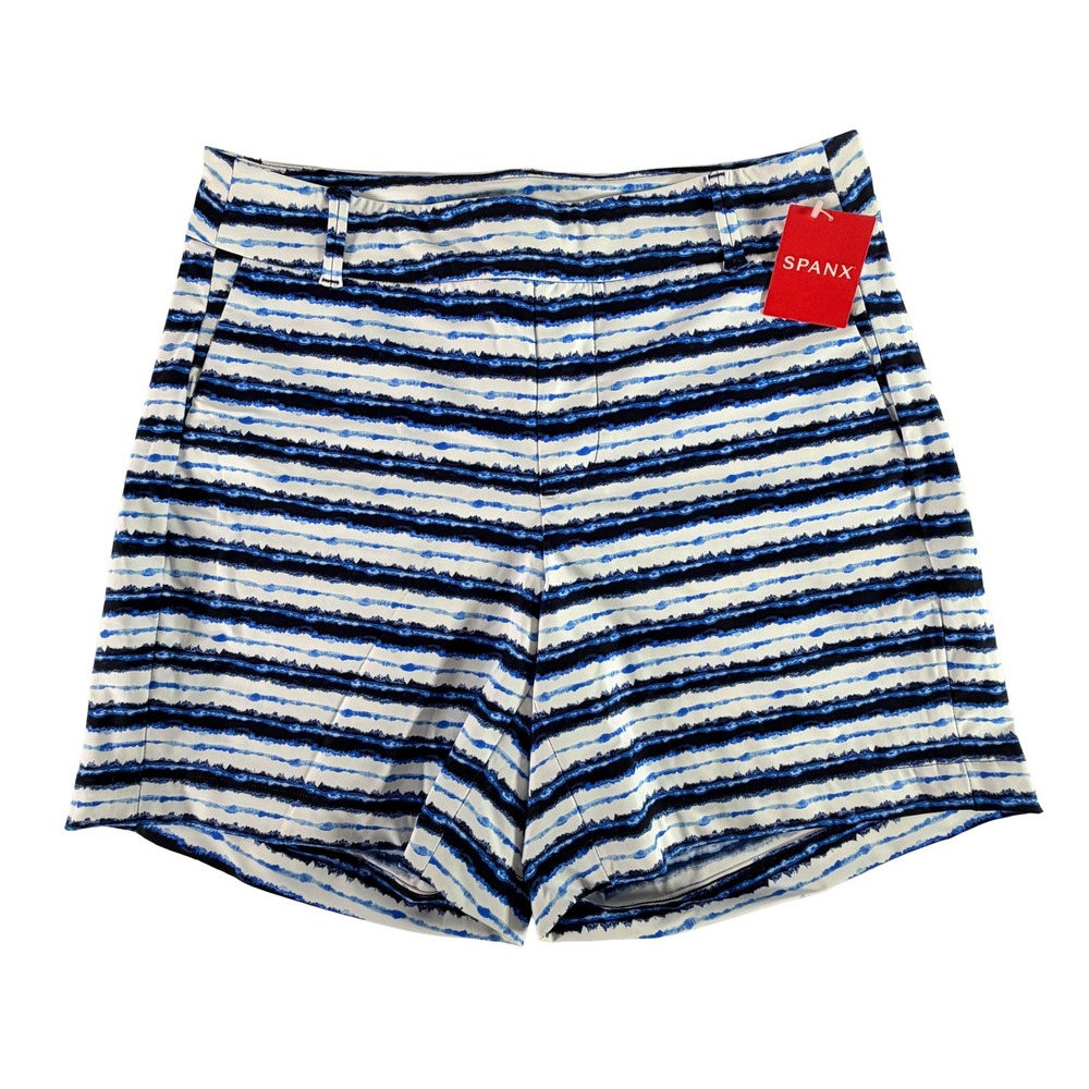 Spanx Sunshine 6 Inseam Shorts Womens Small Blue Painted Stripe 50213R NWT